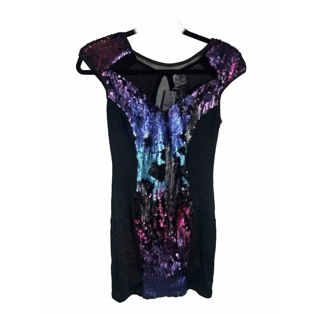 Angel Biba Women’s Party Dress With Sequins, Padded Shoulders Size 10